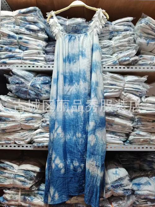 原創(chuàng)純植物板藍(lán)根手工扎染藍(lán)色連衣裙文藝長裙防曬外披